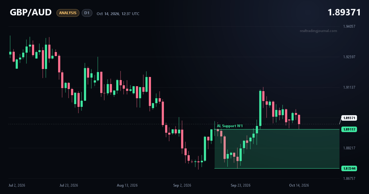 GBP/AUD D1 chart with my markup: Pullback to weekly support zone